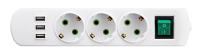 721-0300-302U колодка с/з 3 входа USB с выкл Lezard (36шт) *