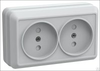 РСш22-2-ОБ Розетка 2местн. без з/к с защ.штор.10А откр.уст. ОКТАВА (белый) IEK