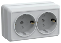РСш22-3-ОБ Розетка 2местн. с з/к с защ.штор. 16А откр.уст. ОКТАВА (белый) IEK