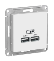 S404 USB розетка - 2 порта с/у б/рамки ATLAS белый (1) ATL133