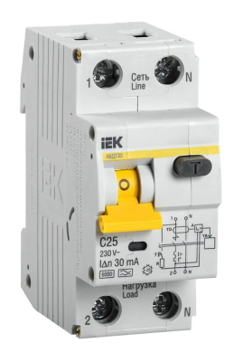 Автомат УЗО АВДТ 32 25А IEK (6/60)