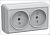 РСш22-2-ОБ Розетка 2местн. без з/к с защ.штор.10А откр.уст. ОКТАВА (белый) IEK
