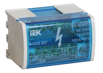 Шина N нулевая 2х 7 групп на DIN-рейку в корпусе IEK (10)