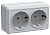 РСш22-3-ОБ Розетка 2местн. с з/к с защ.штор. 16А откр.уст. ОКТАВА (белый) IEK