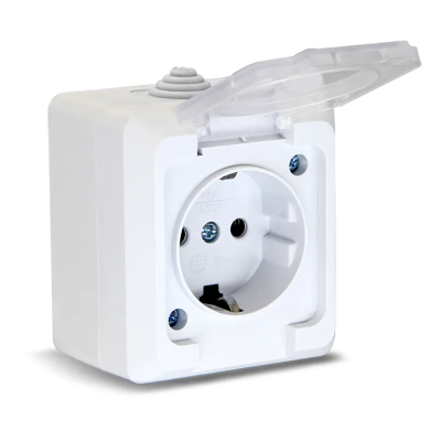 Розетка з/к о/у с прозрачной крышкой IP54 TERRA NEW (10/200)