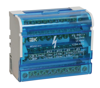 Шина N нулевая 4х11 групп на DIN-рейку в корпусе IEK (10)