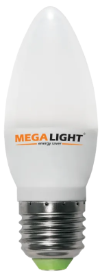 LED ЛАМПА C37 Свеча 10W 900Lm 230V 6500K E27 MEGALIGHT (10/100)