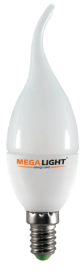 LED C37 Свеча на ветру 4.5w 230v 2700K E27-F MEGALIGHT (10/100)