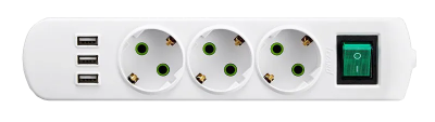 721-0300-302U колодка с/з 3 входа USB с выкл Lezard (36шт) *