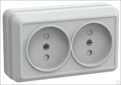 РСш22-2-ОБ Розетка 2местн. без з/к с защ.штор.10А откр.уст. ОКТАВА (белый) IEK
